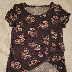 Nine Britton Dark Floral Knot Top